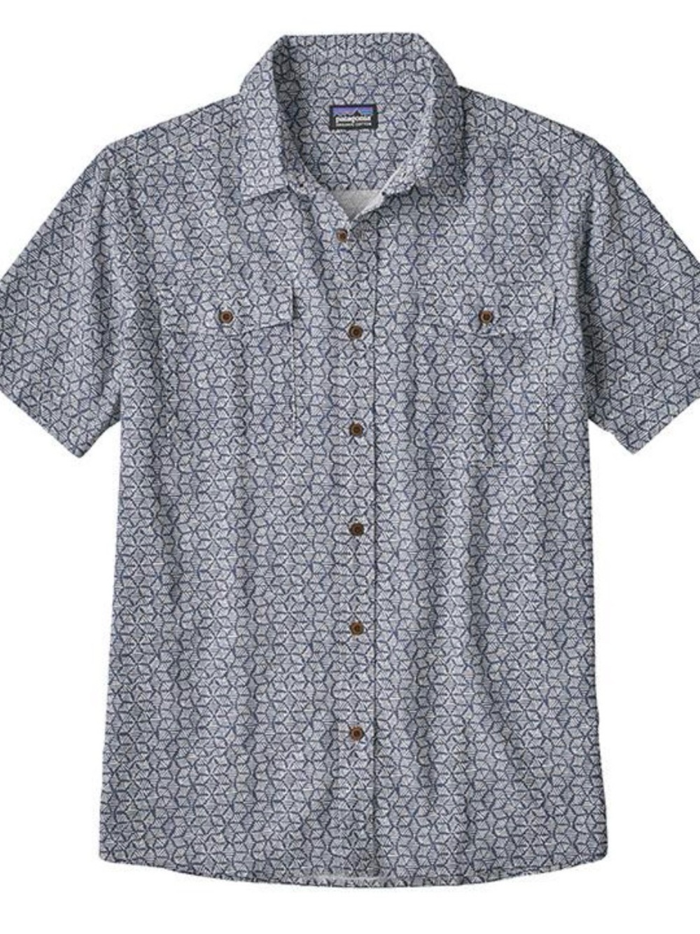 Patagonia Men's Steersman Shirt Organic Cotton Lightweight Geometric Pattern XL